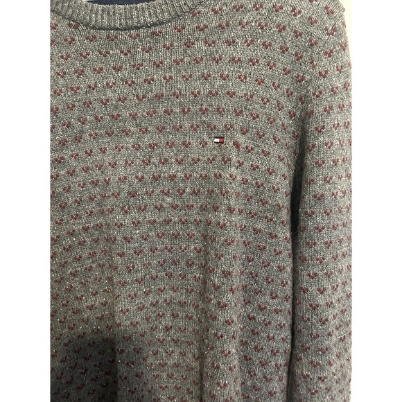 Vintage 90s Tommy Hilfiger Sweater Small Wool Blend Crewneck Knit Gray Soft - Picture 3 of 7